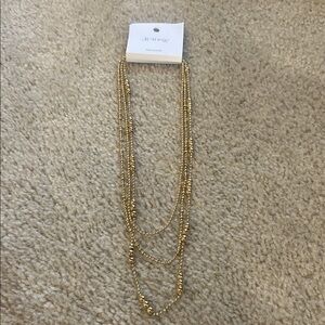 J. Crew Triple Layered Gold-Tone Beaded Necklace. NWT